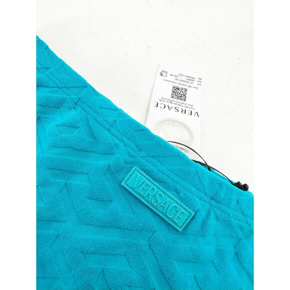 Versace Turquoise Blue Monogram High Waisted Bikini Swimsuit Bottoms Size 3 New - Picture 6 of 7